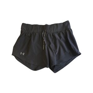 Under Armour Speedpocket Running Shorts Womens Large Black Fitted 1351379